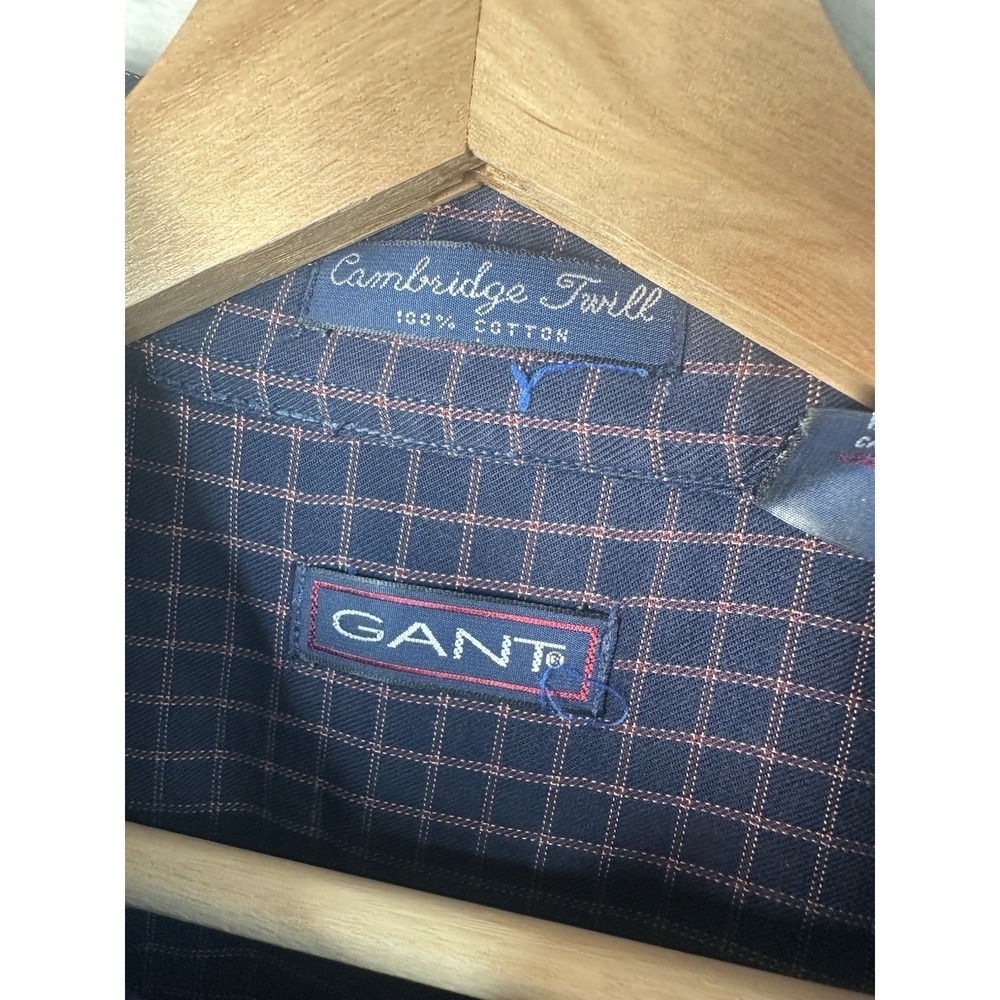 GANT Cambridge Twill Mens XL Blue Check Cotton Button-Down Long Sleeve Shirt - Picture 3 of 12